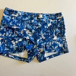 Fleo High Rise Original Blue White checkered pattern shorts L